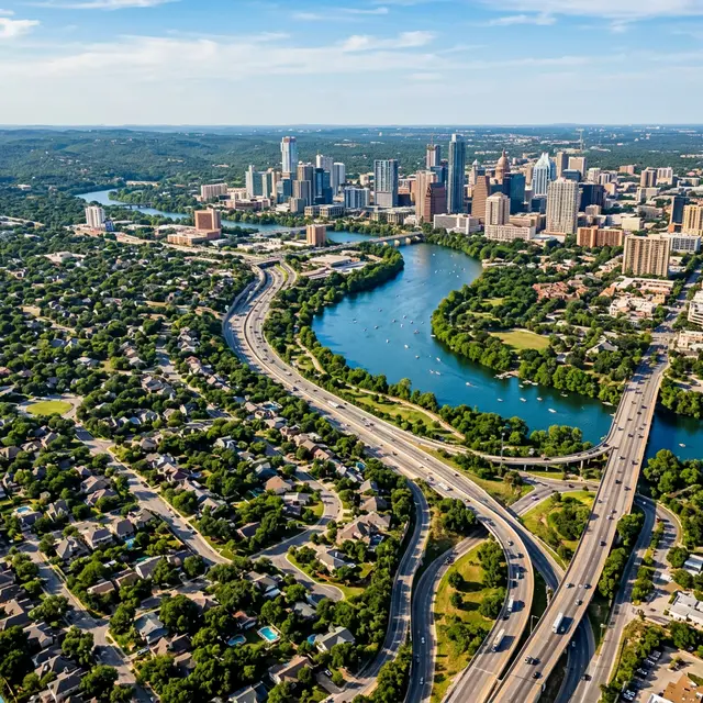 Aerial view of Austin, Texas service area