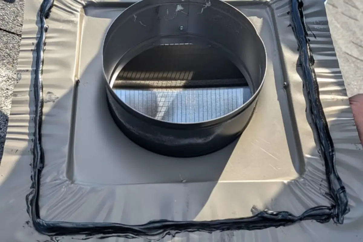 New dryer vent cap installation on roof